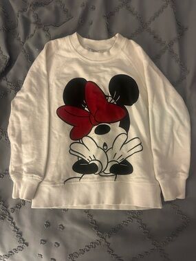 Hanna Andersson White Sweatshirt with Red Bow Minnie Graphic